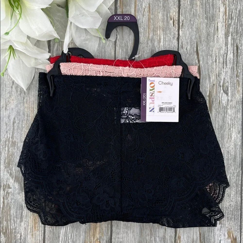 Lace Cheeky Panties Underwear 3-Pack Size XXL